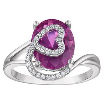 Ivy Sharpe Lab-Created Pink Sapphire Heart Prong Ring