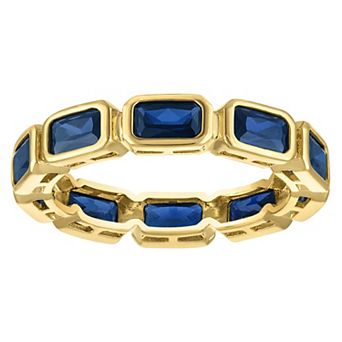 Ivy Sharpe 14k Gold-Plated Lab-Created Sapphire Traditional Bezel Ring