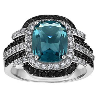 Ivy Sharpe Synthetic London Blue Topaz Cushion Cut Prong Set Ring