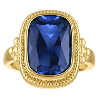 Ivy Sharpe 14k Gold Plated Lab-Created Sapphire Bezel Set Traditional Ring