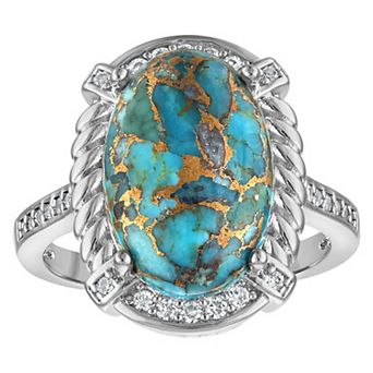 Ivy Sharpe Cushion Cut Turquoise Prong Set Traditional Ring