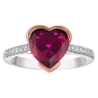 Ivy Sharpe Lab-Created Ruby Heart Prong Ring