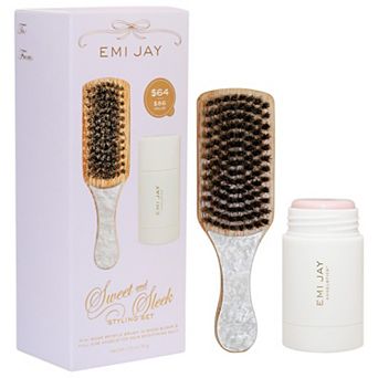 Emi Jay Sweet and Sleek Styling Set with Angelstick and Mini Boar Bristle Brush in Snow Sugar