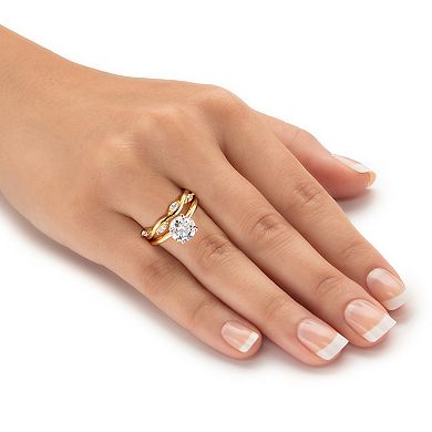 2.40 Cttw. 2-Piece Yellow Gold-Plated Round Cubic Zirconia Wedding Ring Set