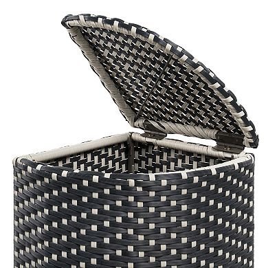 Chloe All-Weather Wicker/Metal Corner Hideaway Outdoor Trash Can