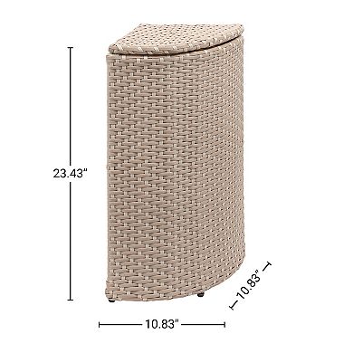 Chloe All-Weather Wicker/Metal Corner Hideaway Outdoor Trash Can