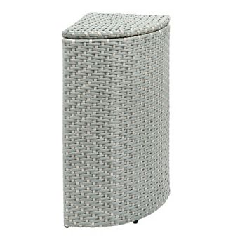 Chloe All-Weather Wicker/Metal Corner Hideaway Outdoor Trash Can
