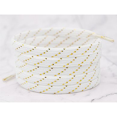 1 Pair Diagonal Stripes Metallic Sparkly Flat Shoelaces for Athletic Shoes 55.1"