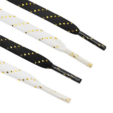 1 Pair Diagonal Stripes Metallic Sparkly Flat Shoelaces for Athletic Shoes 55.1"