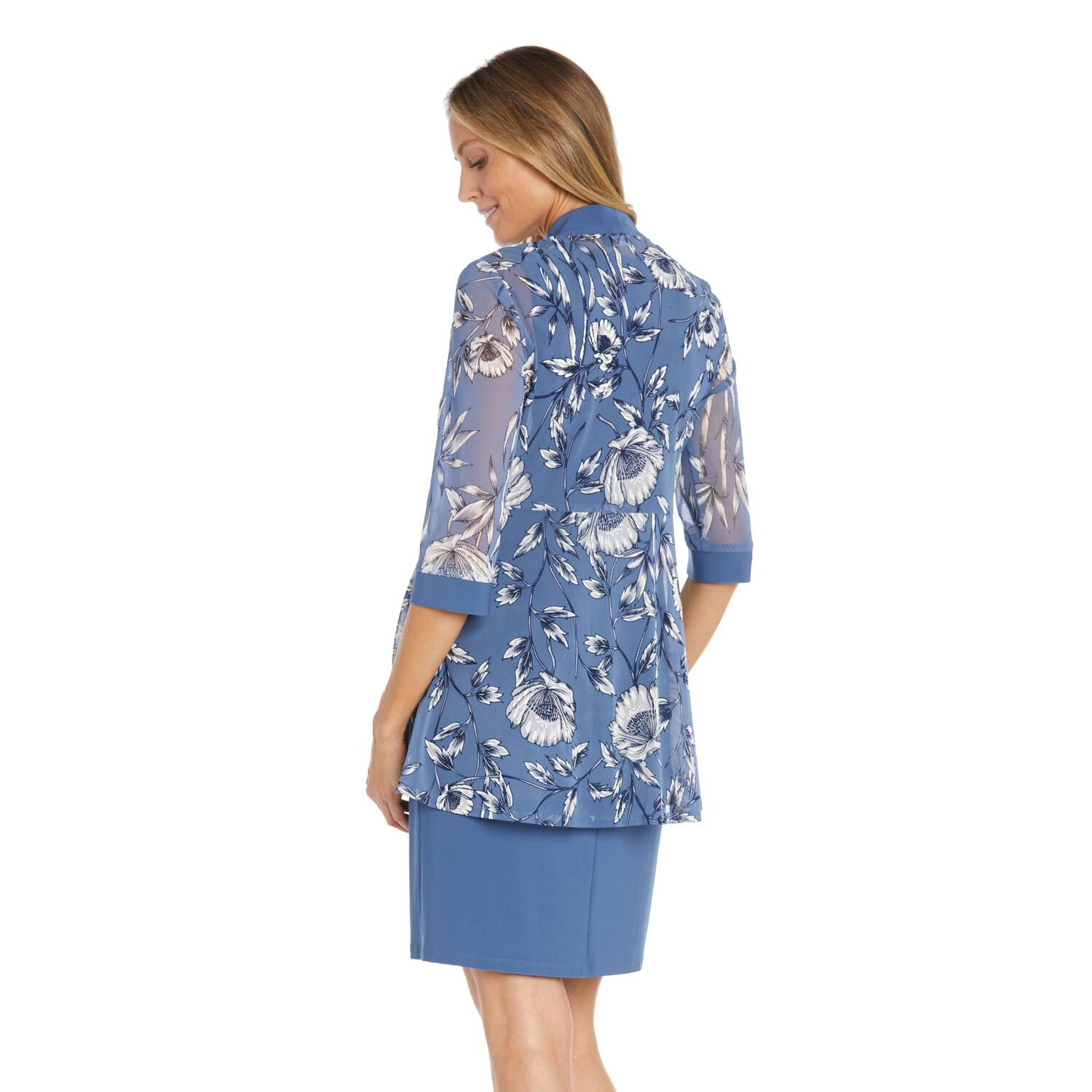 Женские платья R&M Richards Floral 3 pc Mesh Jacket, Dress & Necklace Set — фото 2