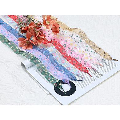 1 Pair Colorful Flower Print Flat Mesh Shoe Laces Casual 47.2"