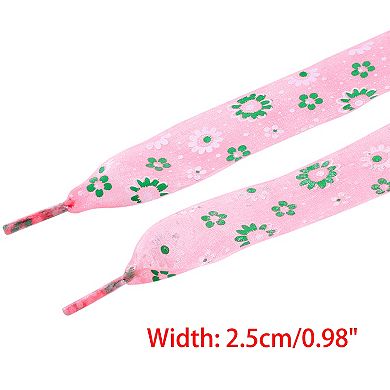 1 Pair Colorful Flower Print Flat Mesh Shoe Laces Casual 47.2"