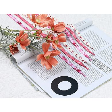 2 Pairs Unisex Heart Printed Cute Flat Shoelaces Sneakers 47.2"