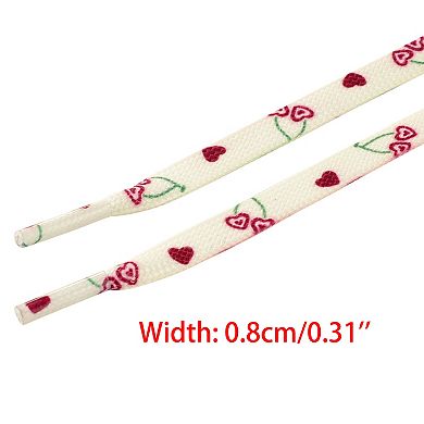 2 Pairs Unisex Heart Printed Cute Flat Shoelaces Sneakers 47.2"