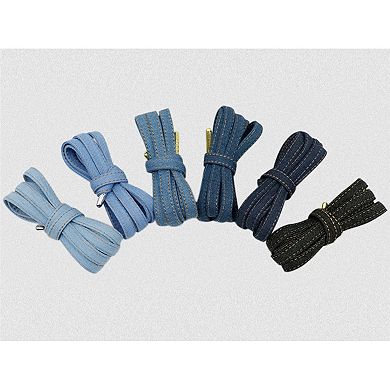 1 Pair Cotton Blend Denim Flat Shoelace with Metal Tips for Sneakers 27.56"