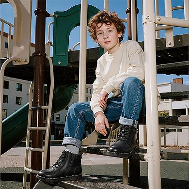 HOMEHOT Boys Ankle Boots with Side Zipper for Little/Big Kids
