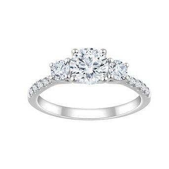 Brilliant Love Sterling Silver 1 1/2 Carat T.W. Lab-Grown 3-Stone Engagement Ring