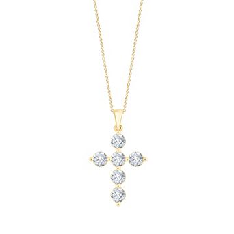 Brilliant Love Sterling Silver 1 1/2 Carat T.W. Lab-Grown Diamond Cross Pendant Necklace