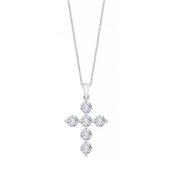Brilliant Love Sterling Silver 1 1/2 Carat T.W. Lab-Grown Diamond Cross Pendant Necklace