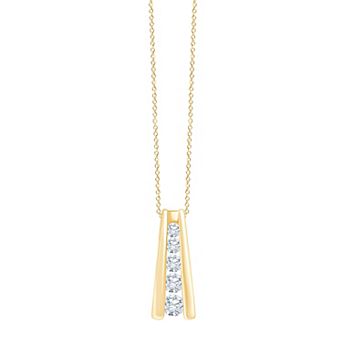 Brilliant Love Sterling Silver 1/2 Carat T.W. Lab-Grown Diamond Ladder Pendant Necklace