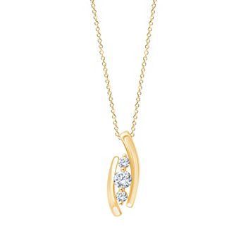 Brilliant Love 14k Gold Over Silver 1/2 Carat T.W. Lab-Grown Diamond 3-Stone Pendant Necklace