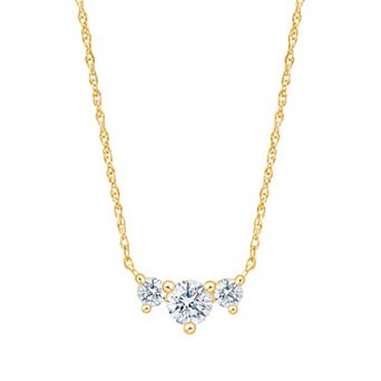 Brilliant Love Sterling Silver 1 Carat T.W. Lab-Grown Diamond 3-Stone Pendant Necklace