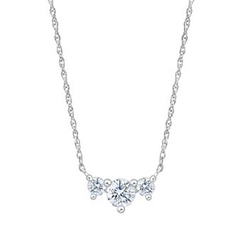 Brilliant Love Sterling Silver 1 Carat T.W. Lab-Grown Diamond 3-Stone Pendant Necklace