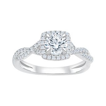 Brilliant Love Sterling Silver 1 Carat T.W. Lab-Grown Halo Engagement Ring