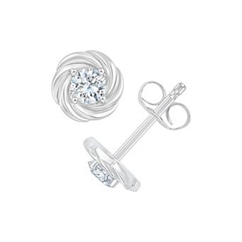 Brilliant Love Sterling Silver 1/2 Carat T.W. Lab-Grown Diamond Swirl Stud Earrings