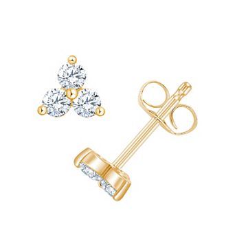 Brilliant Love Sterling Silver 1/2 Carat T.W. Lab-Grown 3-Stone Cluster Stud Earrings