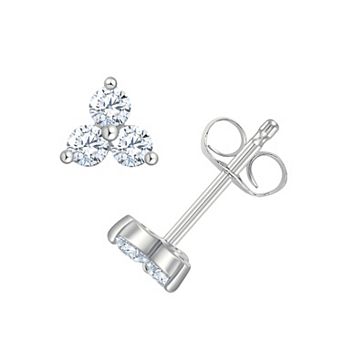 Brilliant Love Sterling Silver 1/2 Carat T.W. Lab-Grown 3-Stone Cluster Stud Earrings