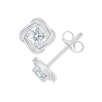 Brilliant Love Sterling Silver 1/2 Carat T.W. Lab-Grown Diamond Solitaire Earrings