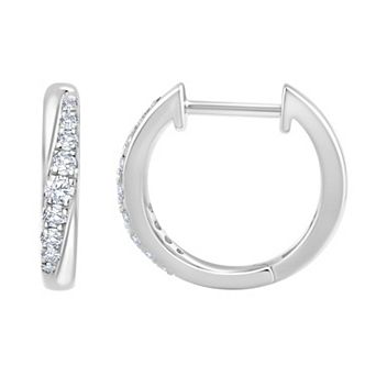 Brilliant Love Sterling Silver 1/4 Carat T.W. Lab-Grown Diamond Huggie Hoop Earrings