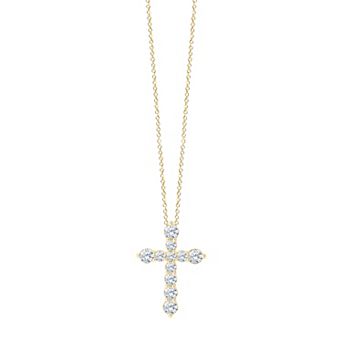 Brilliant Love 14k Gold Over Silver 1 Carat T.W. Lab-Grown Diamond Cross Pendant Necklace