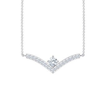 Brilliant Love Sterling Silver 1/2 Carat T.W. Lab-Grown Diamond V-Shaped Pendant Necklace