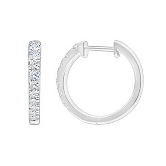 Brilliant Love Sterling Silver 1/2 Carat T.W. Lab-Grown Diamond Hoop Earrings