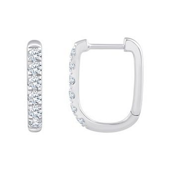 Brilliant Love Sterling Silver 1/2 Carat T.W. Lab-Grown Diamond Square Hoop Earrings