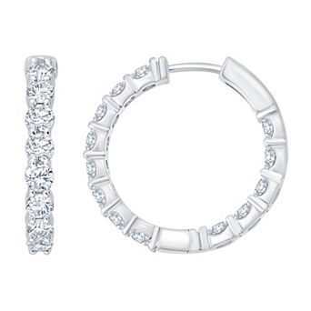 Brilliant Love Sterling Silver 2 Carat T.W. Lab-Grown Diamond Hoop Earrings
