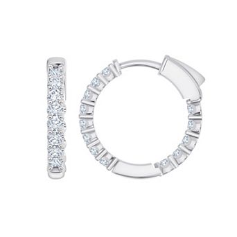 Brilliant Love Sterling Silver 1 Carat T.W. Lab-Grown Diamond Hoop Earrings