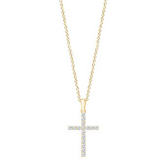 Brilliant Love Sterling Silver 1/4 Carat T.W. Lab-Grown Diamond Cross Pendant Necklace