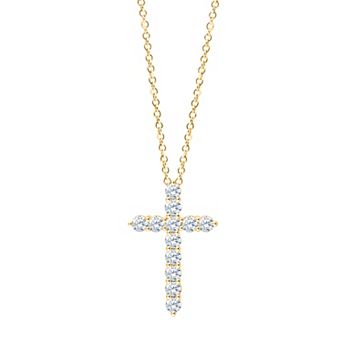 Brilliant Love Sterling Silver 1 Carat T.W. Lab-Grown Diamond Cross Pendant Necklace