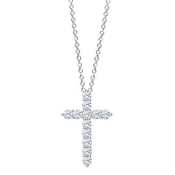 Brilliant Love Sterling Silver 1 Carat T.W. Lab-Grown Diamond Cross Pendant Necklace