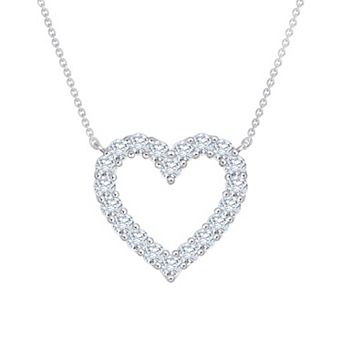Brilliant Love Sterling Silver 1 Carat T.W. Lab-Grown Diamond Heart Pendant Necklace
