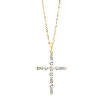 Brilliant Love Sterling Silver 1/2 Carat T.W. Lab-Grown Diamond Cross Pendant Necklace
