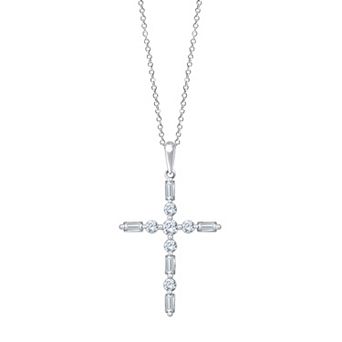 Brilliant Love Sterling Silver 1/2 Carat T.W. Lab-Grown Diamond Cross Pendant Necklace