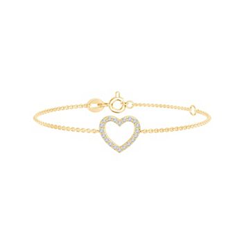 Brilliant Love Sterling Silver 1/4 Carat T.W. Diamond Heart Station Bracelet