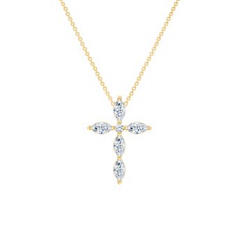 Brilliant Love 14k Gold Over Sterling Silver 1/2 Carat T.W. Lab-Grown Diamond Cross Pendant Necklace
