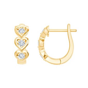 Brilliant Love 14k Gold Over Sterling Silver 1/4 Carat T.W. Round Lab-Grown Diamond Hoop Earrings