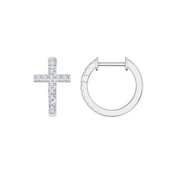 Brilliant Love 14k Gold Over Sterling Silver 1/4 Carat T.W. Round Shared Prong Lab-Grown Diamond Hoop Earrings