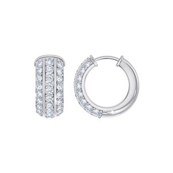 Brilliant Love 14k Gold Over Sterling Silver 2 Carat T.W. Round Pave Lab-Grown Diamond Huggie Hoop Earrings